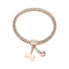 Stylish Rose Gold Cuban Link Chain Dog Collar with CZ Buckle and Golden Dog Tag and Bell