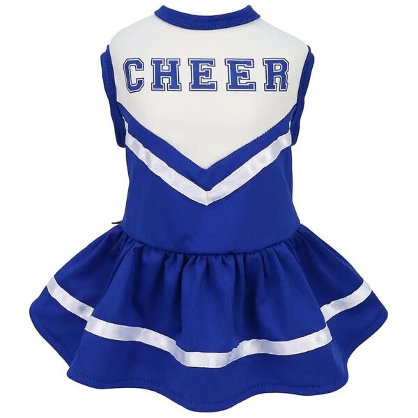 Stylish Royal Blue Cheerleader Dress for Small Dogs and Cats with Breathable Fabric