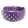 Stylish Spiked Leather Dog Collars for Large Breeds Pitbull Mastiff Boxer 21-24 Purple