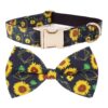 Stylish Sunflower Patterned Dog Collar with Matching Bow for Small Medium Large Dogs