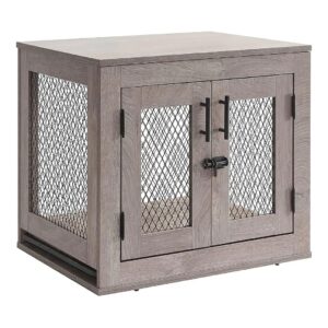 Stylish Wooden Dog Crate with End Table Function for Small Pets Up to 25 lbs