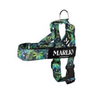 Stylish and Comfortable Medium Green Tropical Dog Harness with Unique Designs