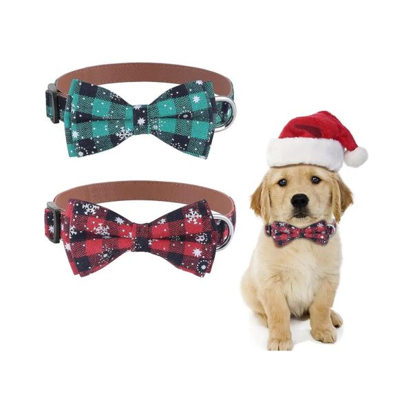 Stylish and Practical Christmas Dog Collar with Bow Tie for Small Medium and Large Dogs