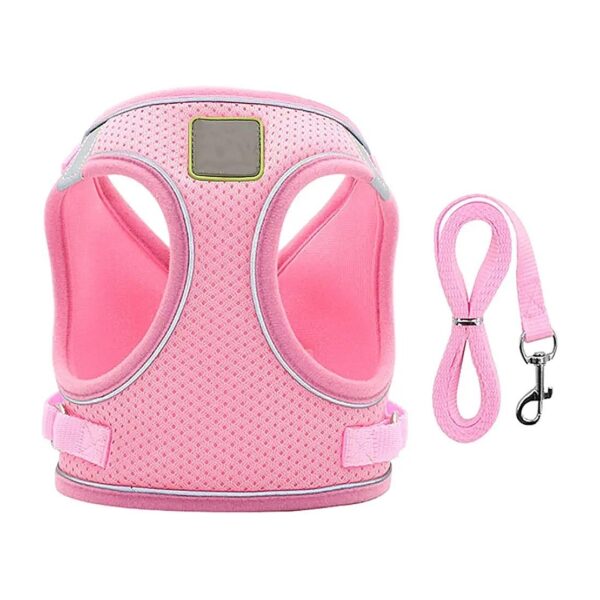 Stylish and Safe Pink Dog Harness with Breathing Mesh Fabric and Velcro Strap Medium Size