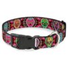 Sugar Skull Print Dog Collar In Six Multi Color Options