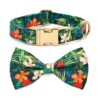 Summer Dog Collars with Floral Tropical Leaf Bowtie Accessory for Small Medium Large Dogs