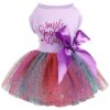 Summer Dog Dress for Small Medium Dogs Girl with Gradient Sequin Mesh