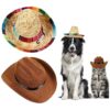 Summer Pet Hats with Breathable Lining and Adjustable Straps