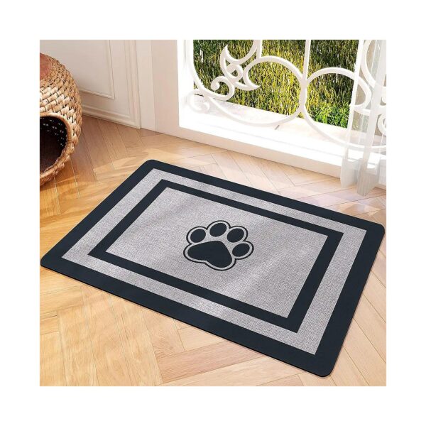 Super Absorbent Grey Pet Feeding Mat for Food and Water Bowls