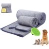 Super Absorbent Microfiber Pet Towel for Dogs and Cats - 3 in 1 Bath Brush Drying Towel