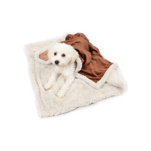 Super Soft Brown Pet Blanket with Reversible Textures for Small Animals