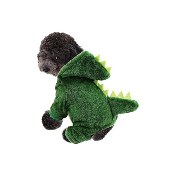 Super Soft Cartoon Dinosaur Dog Hoodie Clothing Outfit for Christmas and Halloween