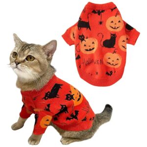 Super Soft Pumpkin Knit Sweater Costume for Small Dogs and Cats