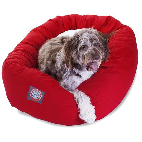 Super Soft Sherpa Bagel Dog Bed for Large Breed Canines with 52-Inch Size