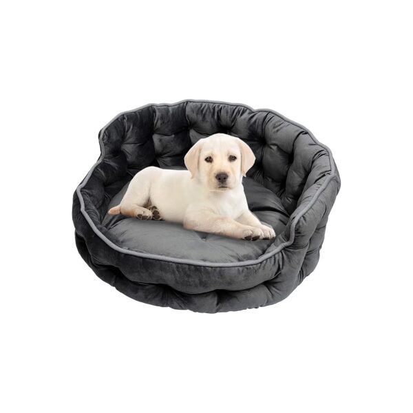 Super Soft and Cozy Washable Round Dog Bed with Self-Warming Function for Indoor Pets