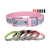 Superfine Fiber Pink Microfiber Dog Collar with Adjust Buckle and ID Tag XS