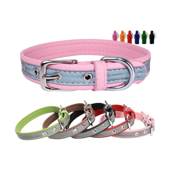 Superfine Fiber Pink Microfiber Dog Collar with Adjust Buckle and ID Tag XS