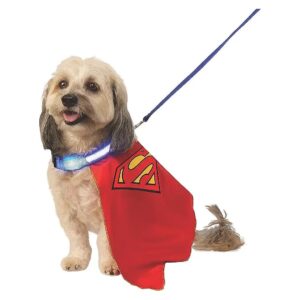 Superman Pet Cape with Illuminated Leash and Chest Plate for Small Pet Owners