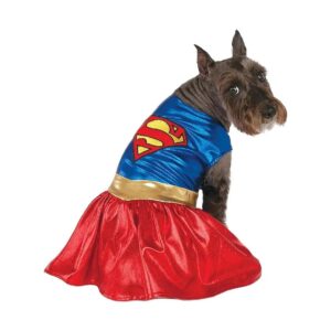 Superman Super Girl Symbol and Golden Belt Blue Dress Small Dog Costume