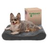 Supportive Cooling Gel Dog Bed with Soft Velvet Lounger and Machine Washable Cover