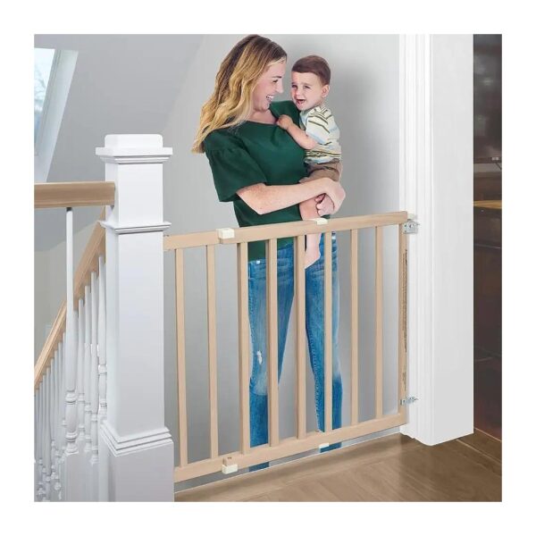 Sustainable Hardwood Baby Gate for Stairs and Doorways with Strong Mounting