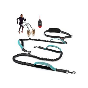 Swivel No-Tangle Walking Leash for Two Dogs - Shock-Absorbing Bungee for Safety