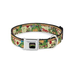 TMNT Turtle Pizza Dog Collar Seatbelt Buckle 13 to 18 Inches 5 Inch Wide