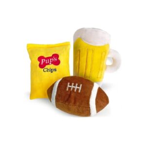 TONBO Football Combo Plush Dog Toys with Crinkle and Texture