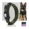 Tactical Dog Collar with AirTag Holder and Zinc Alloy Buckle for Large Dogs