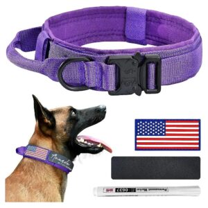 Tactical Dog Collar with Flag Patch and Comfy Padded Lining for Medium Large Breed Dogs