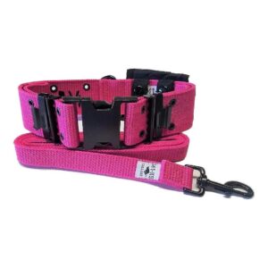 Tactical Dog Gear, Hot Pink Collar with 6 ft Leash and Utility Pouch