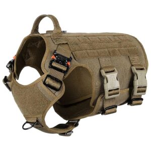 Tactical Dog Harness with 6 Buckle System and MOLLE Vest for Training Work