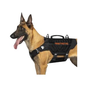 Tactical Dog Harness with Metal Buckles and MOLLE Vest for Medium Large XL Dogs Black