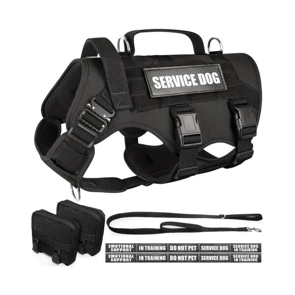 Tactical Dog Harness with Molle System and 10 Pet Patches for Medium Breed Dogs