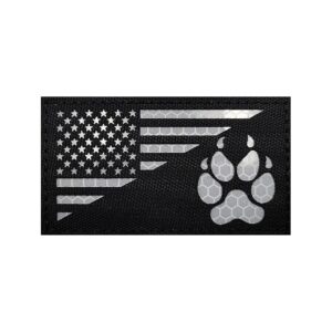 Tactical IR Reflective US Flag Dog Paw Patches for Black and White Vests or Harnesses