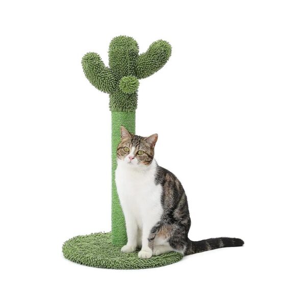 Tall Green Sisal Rope Cat Scratcher Post for Indoor Cats with Dangling Ball Toy