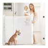 Tall White Retractable Baby Gate Adjustable Gate for Kids Pets Home Safety