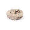 Tan Small Luxury Dog Bed with Shredded Foam Orthopedic Support and Cozy Faux Fur