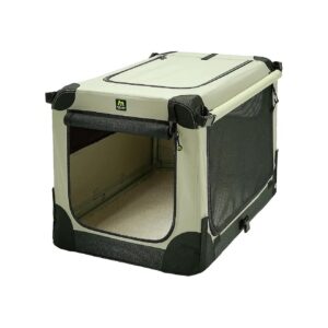 Tan Soft Kennel with Waterproof Cover and Comfortable Heavy Duty Zippers