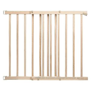 Tan Wood Stair Gate with Four Point Mounting, Great for Pets and High Traffic Areas