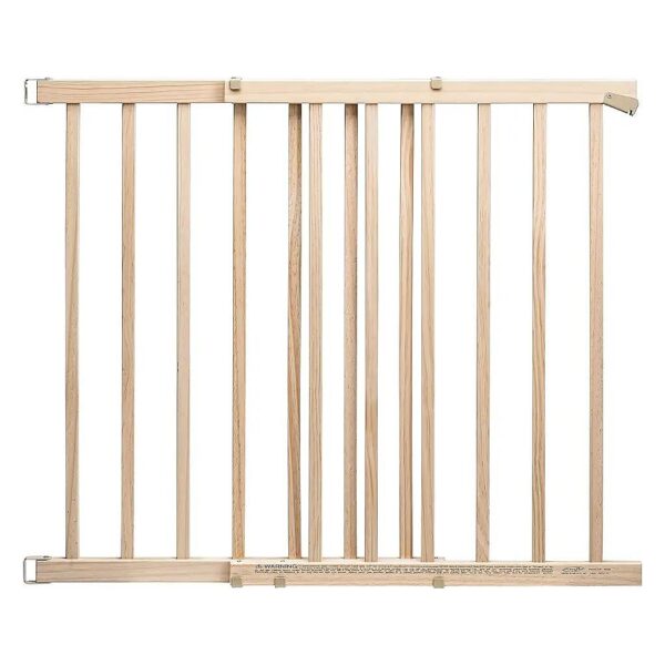 Tan Wood Stair Gate with Four Point Mounting, Great for Pets and High Traffic Areas