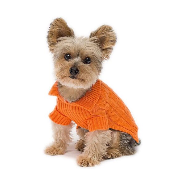 Tangerine Acrylic Dog Sweater with Leash Hole for Small Canines XS