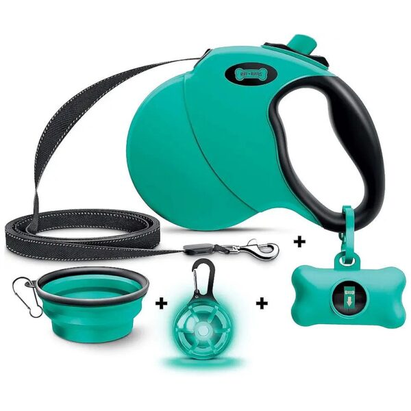 Tangle-Free Retractable Dog Leash with Free Travel Bowl and Waste Management