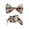 Tartan Pattern Dog Collar and Leash Set with Detachable Bow Tie for Small to Large Dogs