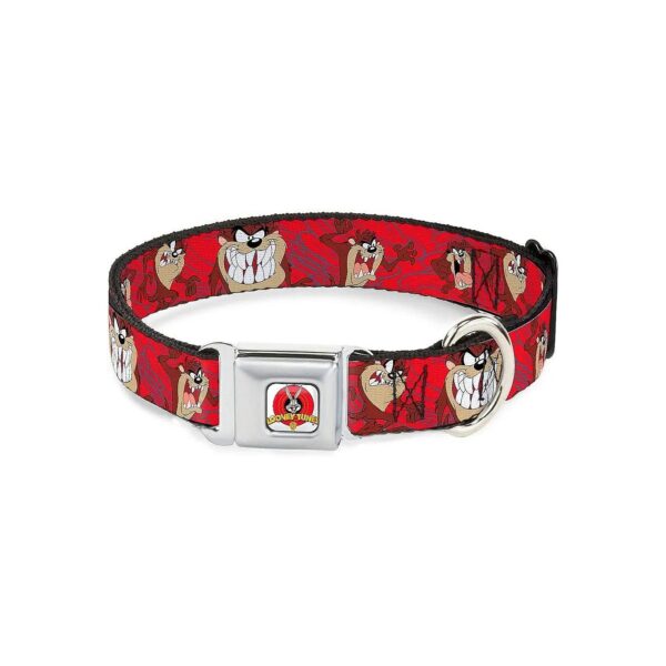 Tasmanian Devil Red Swirl Dog Collar with Buckle-Down Seatbelt Buckle