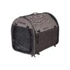 Taupe Brown Portable Pet Crate with Mesh Door and Side Vents