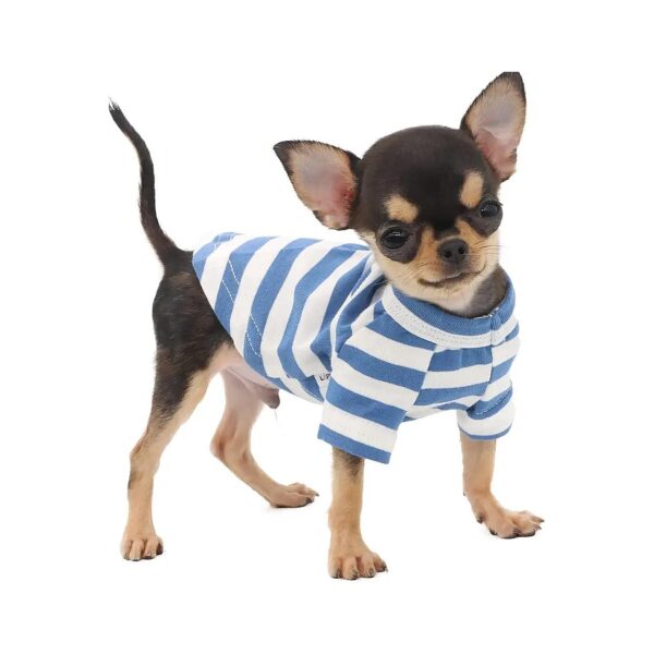 Teacup Dog Clothing - Breathable Cotton Striped Tee Shirt for Small Breeds