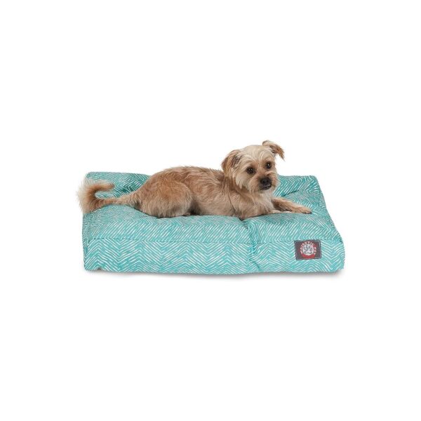 Teal Rectangle Pet Bed for Small Dogs with Removable and Machine Washable Cover