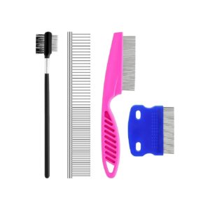 Tear Stain Remover Comb Kit for Small Dogs, 4-Piece Set with Metal Combs