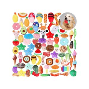 Teething Dog Toys 80 Pcs Pack for Small Puppy Dog Squeaky Plush Chew Toys with Squeakers